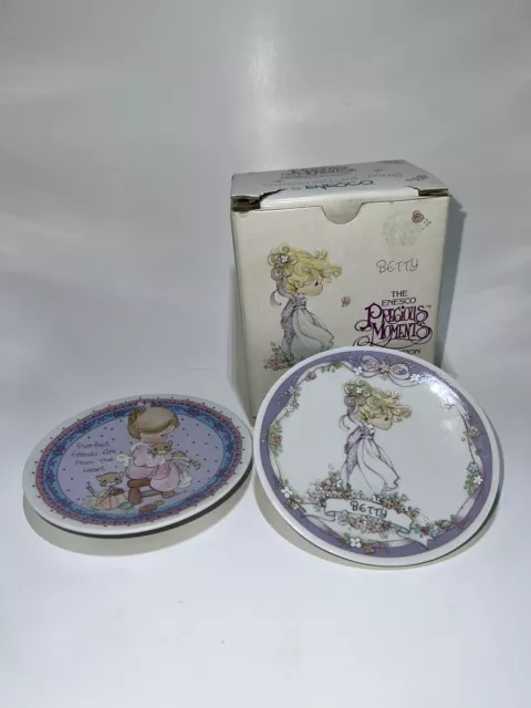 X2 Precious Moments Mini Decorative Plate Personalized Name Betty Vintage 1991