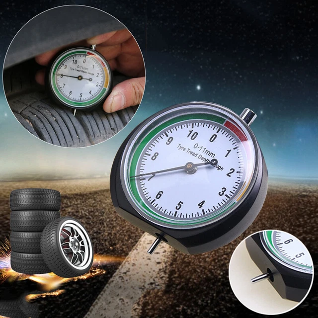 Neuf Acier Inoxydable Pneu Pression Tread Profondeur Jauge Indicateur Mètre