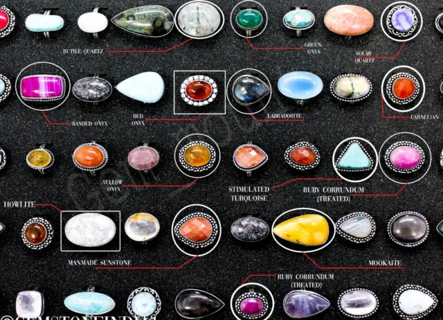 Natural Multi Gemstone Ring Jewelry 925 Sterling Silver Ring Wholesale Ring Lot