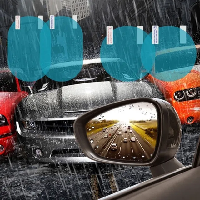 Blue Car Side Rearview Mirror Protective Film Waterproof & Anti Fog Set of 2