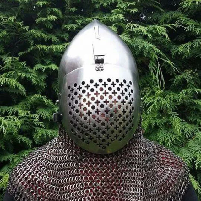 Medieval Special Bacinet Helmet Visor Helmet 16 Gauge with Chainmail 15th centur