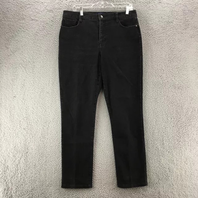 Bandolino Amy Straight Leg Jeans Womens 12 Black High Rise Zip Fly 5 Pockets