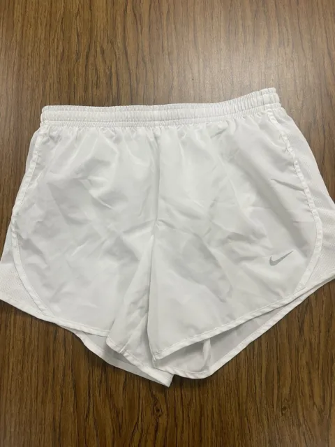 Nike Dri-Fit Girls White Workout Gym Athletic Shorts Size Youth Large YLG