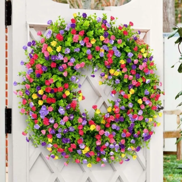 Farmhouse Colorful Cottage Wreath -Colorful Spring Summer Wreath