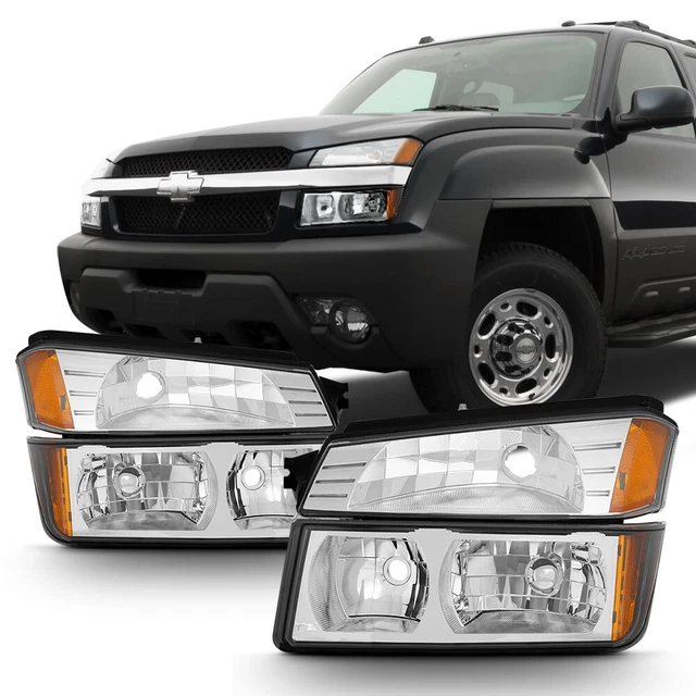 Chrome 2002-2006 Chevy Avalanche [Body Cladding] Headlights+Bumper Signal Lamps