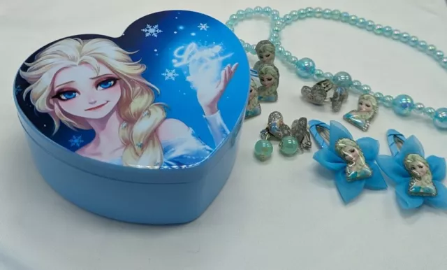 Blue Jewellery Box With Jewelry Hair Accessories Ice Princess Snow Queen Girl