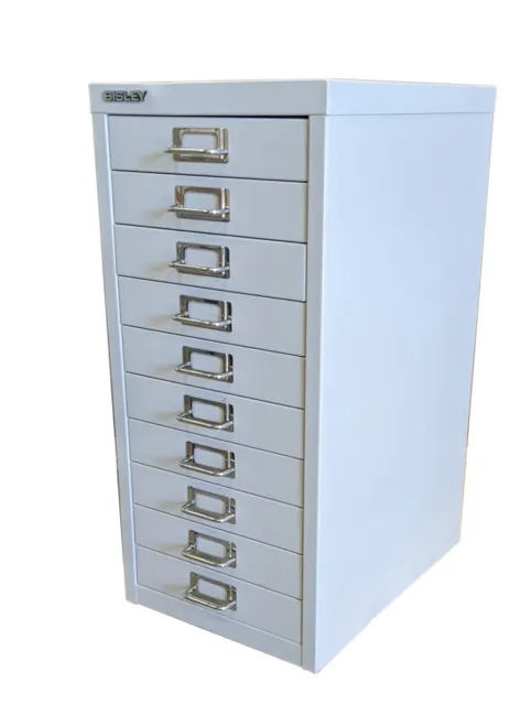 10 Multi Drawer Bisley Metal Foolscap Filing Cabinet Office Home Storage Grey