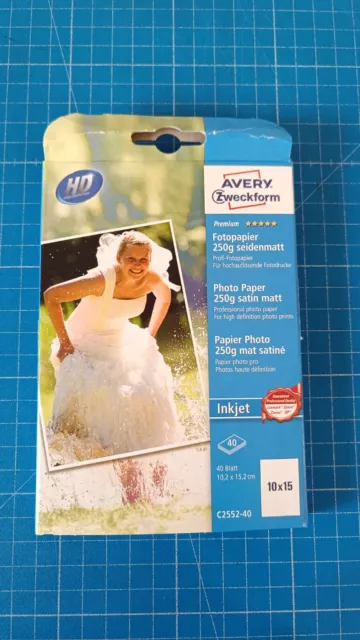 Avery Premium Inkjet Fotopapier 10x15 cm, 250 g, seidenmatt 40 Blatt