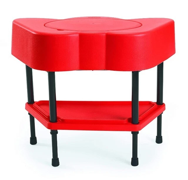 Toddler Sensory Table with Lid Adjustable Height Kids Table Sandbox Red