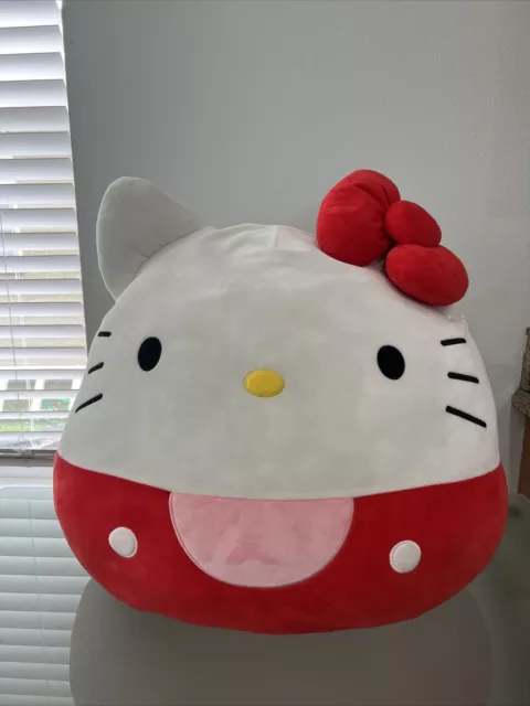 Hello Kitty Giant Jumbo Squishmallow Red Bow White Body 20" HUGE Plush 2021 EUC