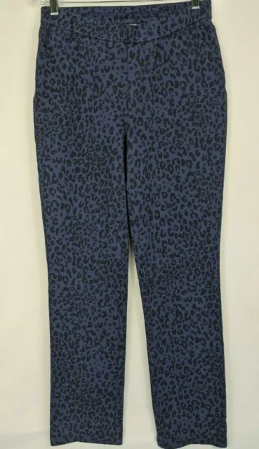 DENIM & CO Animal Print Comfy Knit Pull-On Pants-Dark Indigo-Petite  12-A383234 $14.99 - PicClick