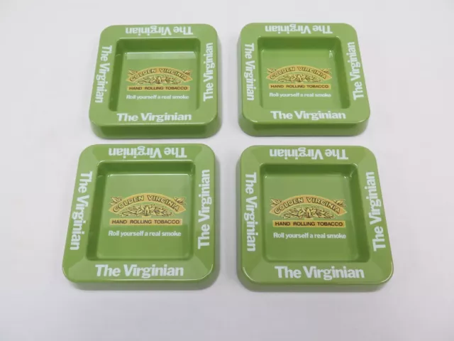 Retro golden virginia hand rolling tobacco set of 4 pub plastic ash trays