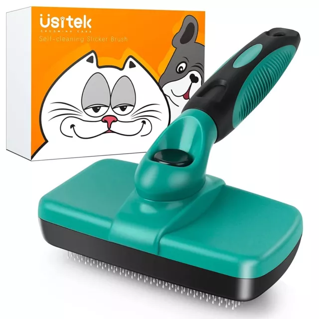 Self cleaning Slicker Brush, shedding & grooming remove pets loose Cat Dog Hair