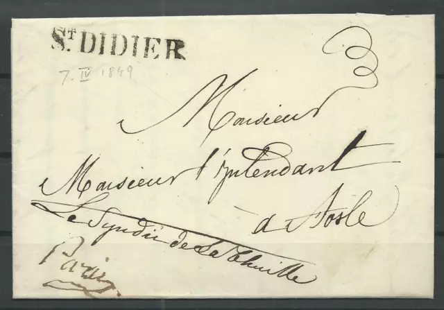 Italien Vorphila 1849, alter Brief von St. Didier nach Paris #1064456