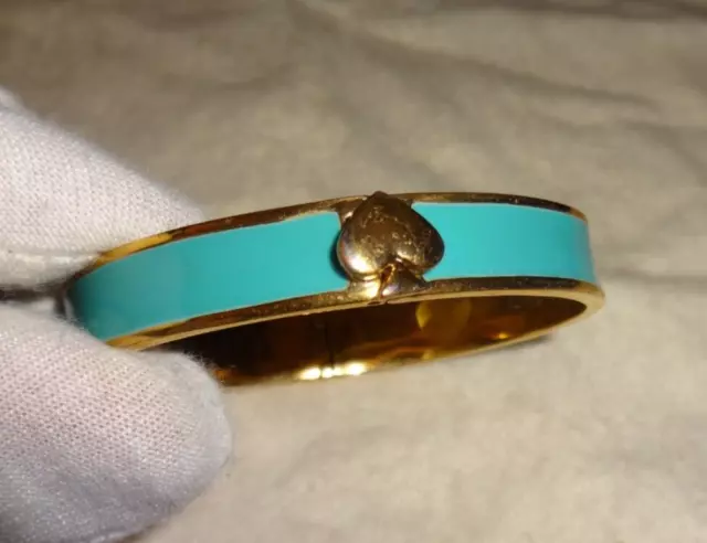 Kate Spade New York Baby Blue Enamel Hinged Bangle Bracelet Gold Tone