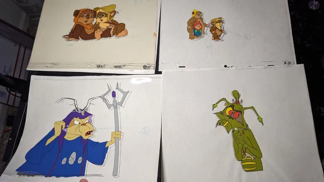 EWOKS animation cels BACKGROUND production art  Vtg Star Wars Toys Figures I12