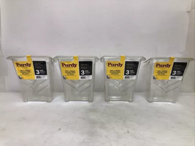 Lot Of (4) Purdy 14T931000 Painter Pail Liner, Plastic, Clear 3 Pack (12 Total)