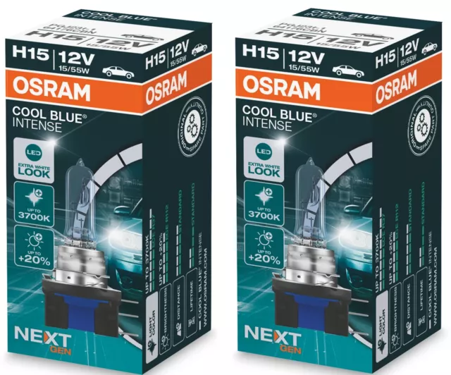OSRAM COOL BLUE INTENSE H15, 20% plus lumineux, jusqu'à 3700K