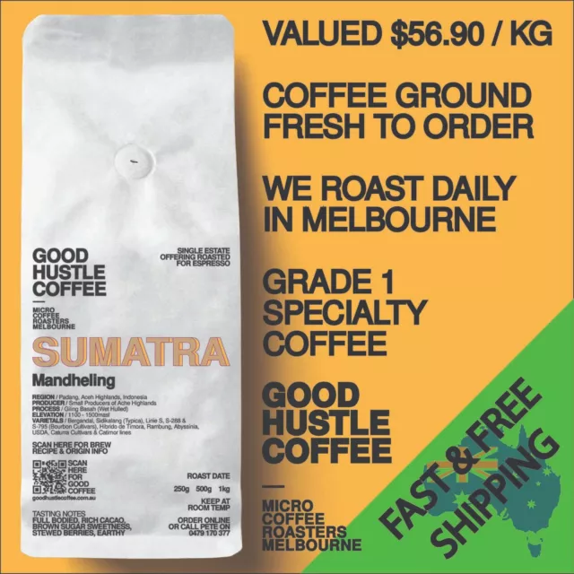 Whole Coffee Beans / 1kg Single Origin Fresh Roast MELB. Metro FREE DELIVERY AUS