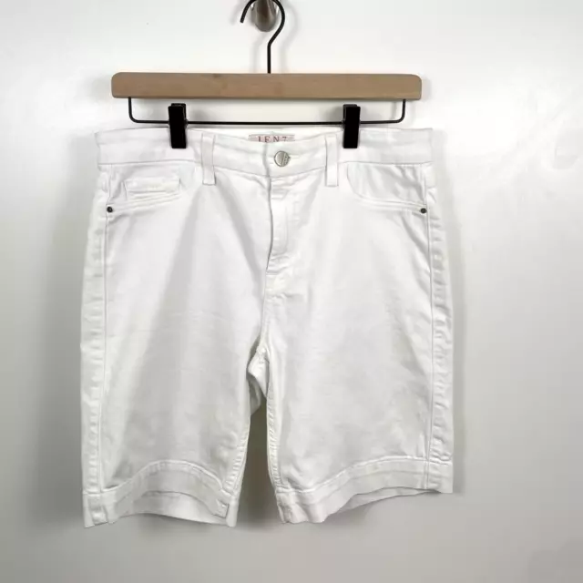 Jen7 by 7 For All Mankind Womens Bermuda Shorts White SZ 8 Cotton Denim