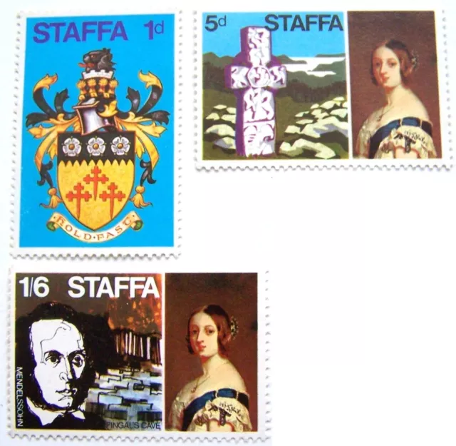 GB - Staffa 1969 - 3x Mendelssohn, Fingal's Caves, Arms & Queen Victoria MNH