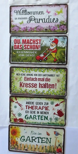 BLECHSCHILD MIT SPRUCH Garten Paradies lustig Geschenk Sommer Deko