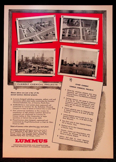 1956 chemical manufacturing photo art Lummus Madison Ave NYC vintage print ad