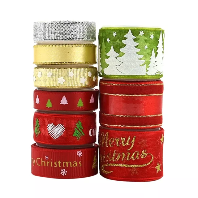 9 Styles Christmas Ribbon Bundles Gift Wrapping Wreath Decorations Crafts