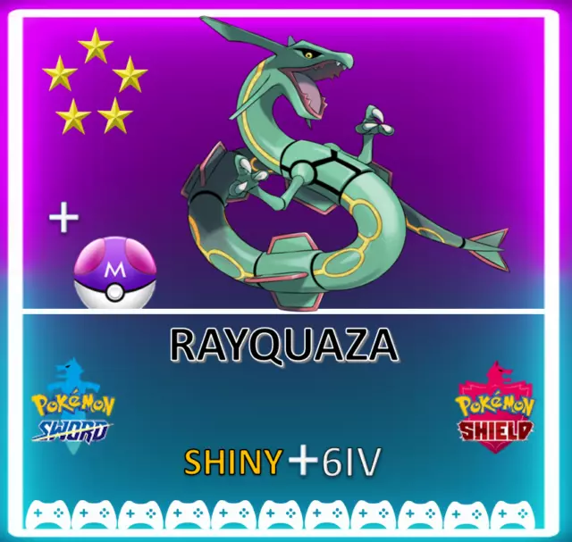 ✨ Shiny ✨ 6IV Legendary Rayquaza holding Master Ball Pokemon