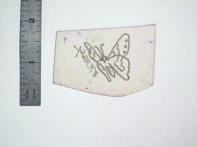 De Colección Años 60 Años 70 Tatuaje Flash Plantilla de Acetato Mariposa Pequeña Vista 3/4 Firmada BF2