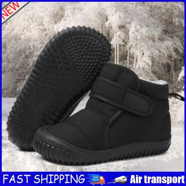 Kids Snow Boots Faux Fur Lined Cold Weather Shoes for Boys Girls (Black 25) AU
