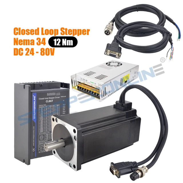 1712oz-in Nema 34 Closed Loop Stepper Motor 12Nm Servo Driver +60V Power Supply