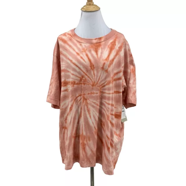 BP Nordstrom Tie Dye Shirt Womens M Medium Coral Short Sleeve Crew Neck Tee