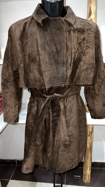 Veste En Cuir Marron Femme Taille L - Occasion En Très Bon état, Style Vintage