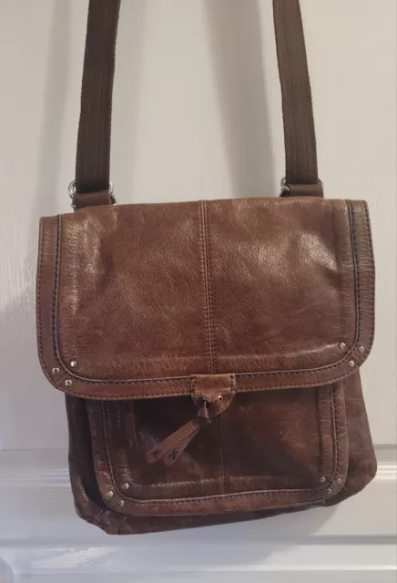 The Sak Ventura Brown Distressed Leather Convertible Backpack Bag Crossbody