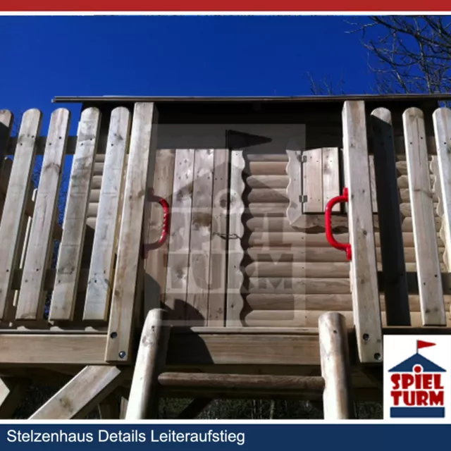 HOQ Spielturm Kinderhaus Stelzenhaus Spielhaus Baumhaus aus Holz NEU 2