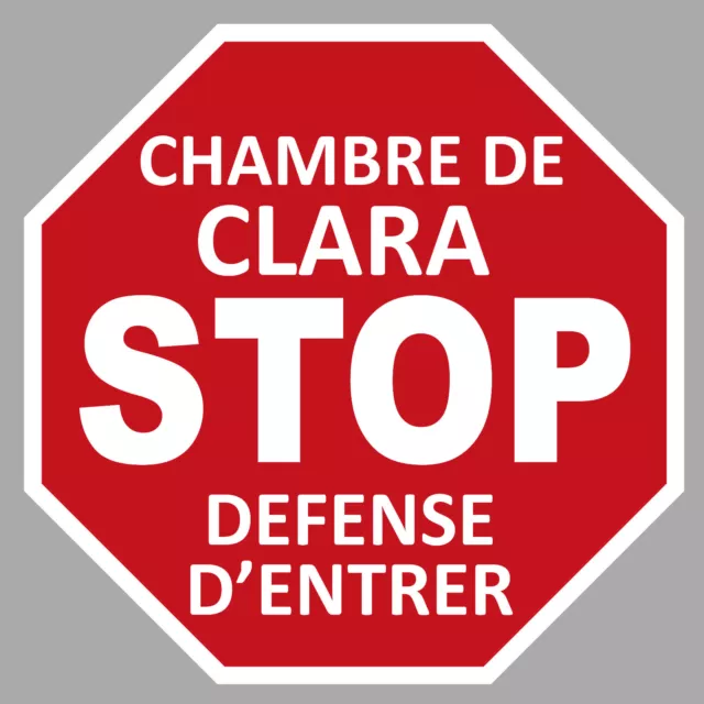 Stop Chambre Prenom Fille Garcon Personnalise Autocollant Sticker Porte Mur