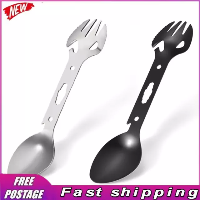 For Outdoor Picnic Survival Camping EDC Stainless Steel Spork Fork Spoon Wrench