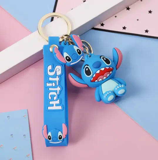 Cute Disney Stitch Cartoon PVC Handbags Bags Hanger Pendant Keychains Key Rings