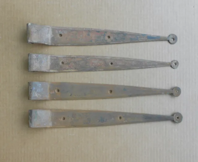 Lot of (4)   16" inch 18th Century Antique offset strap hinges barn hinge