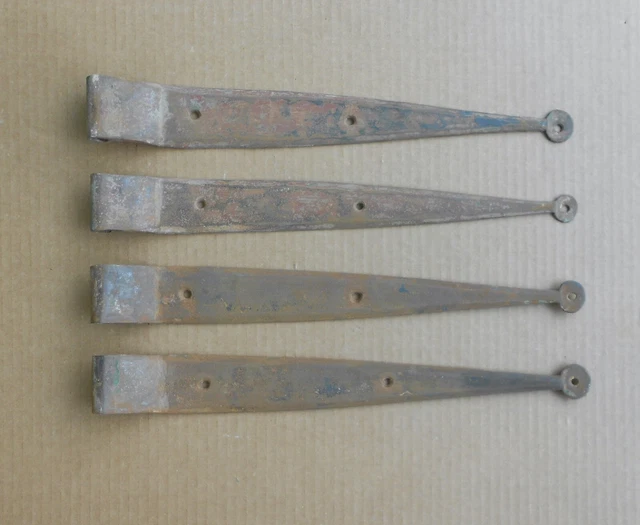 Lot of (4)   16" inch 18th Century Antique offset strap hinges barn hinge