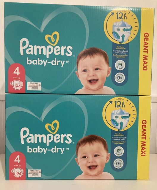 Couches Pampers Baby Dry Taille 4 (9-14kg) 188 Couches
