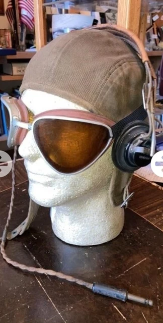 Usn Ww 2 Navy Aviator Leather Pilot Helmet Size Large With Goggles And Earphones Usn Ww 2 Navy Aviator Leather Pilot Helmet Size Large With Goggles And Earphones