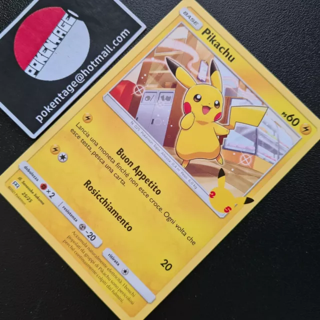 Pokemon McDonald's ITA 25 Pikachu Non Holo 25/25 Promo Mc Donald 2021 Carte 25th