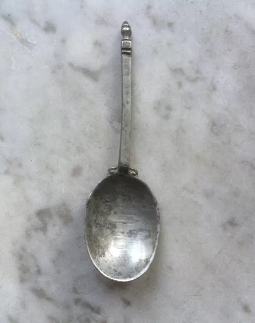 Antique Very Rare Early Dutch Pewter Spoon ‘’ Tower Spoon’’ Circa 1550 Excavated