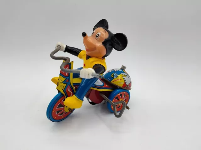 Rare Mickey Mouse Wind Up Tricycle Toy Some Damage Read