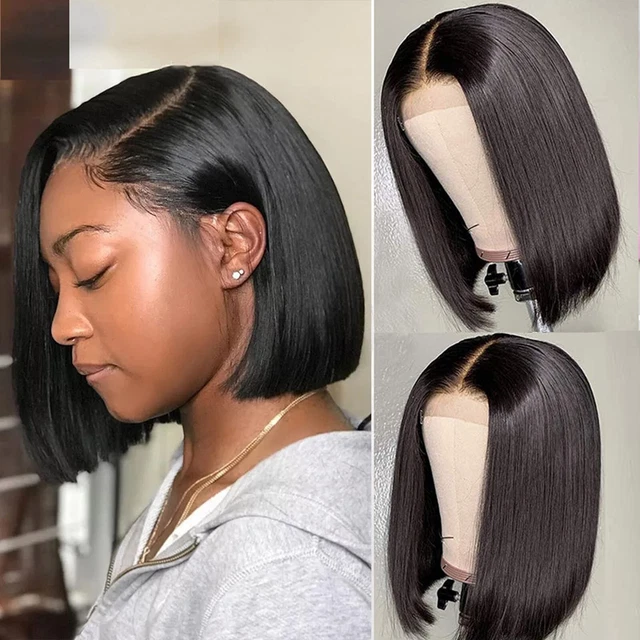 Fibra chimica seta alta temperatura donna media lunghezza capelli corti dritti