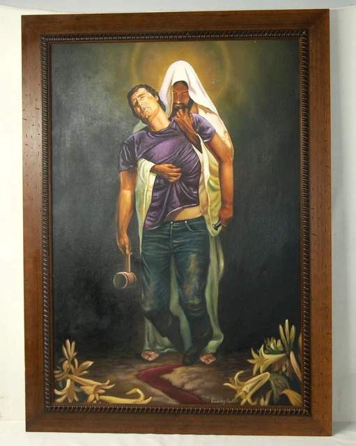 JESUS CHRIST ORIGINAL Oil Painting On Canvas w/Frame Signed By