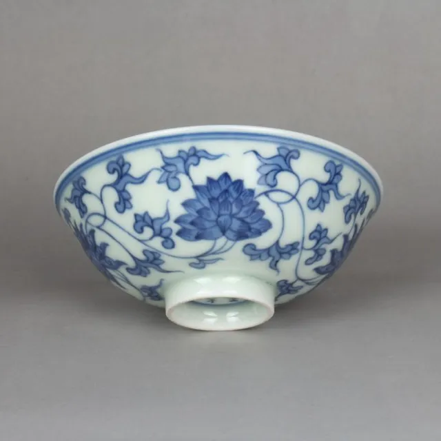 Chinese Qing Yongzheng Blue and White Porcelain Lotus Design Teacup Cup 3.5 inch