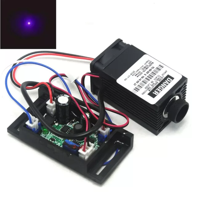 Violet/Blue 100mW 405nm Focusable Dot Laser Diode Module 12V Driver TTL Fan